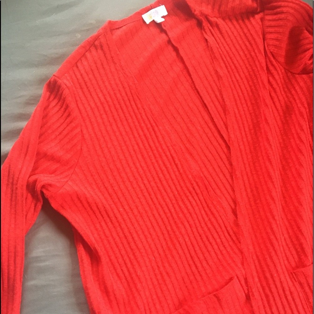 LuLaRoe XL Red Sarah Duster Cardigan Sweater-EUC